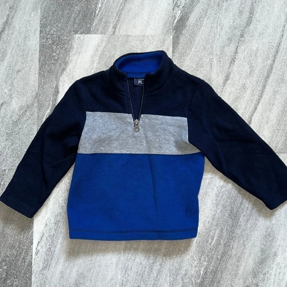 Grey & blue half zip fleece size 2T unisex pullover fleece sweater jacket